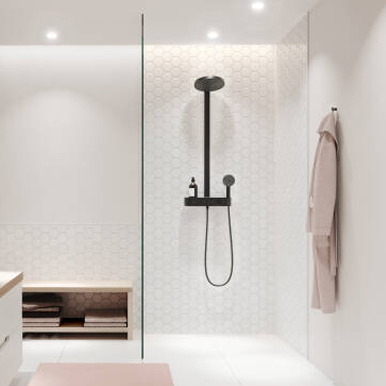 Hansgrohe Pulsify set de douche de pluie robinet thermostatique Noir Mat