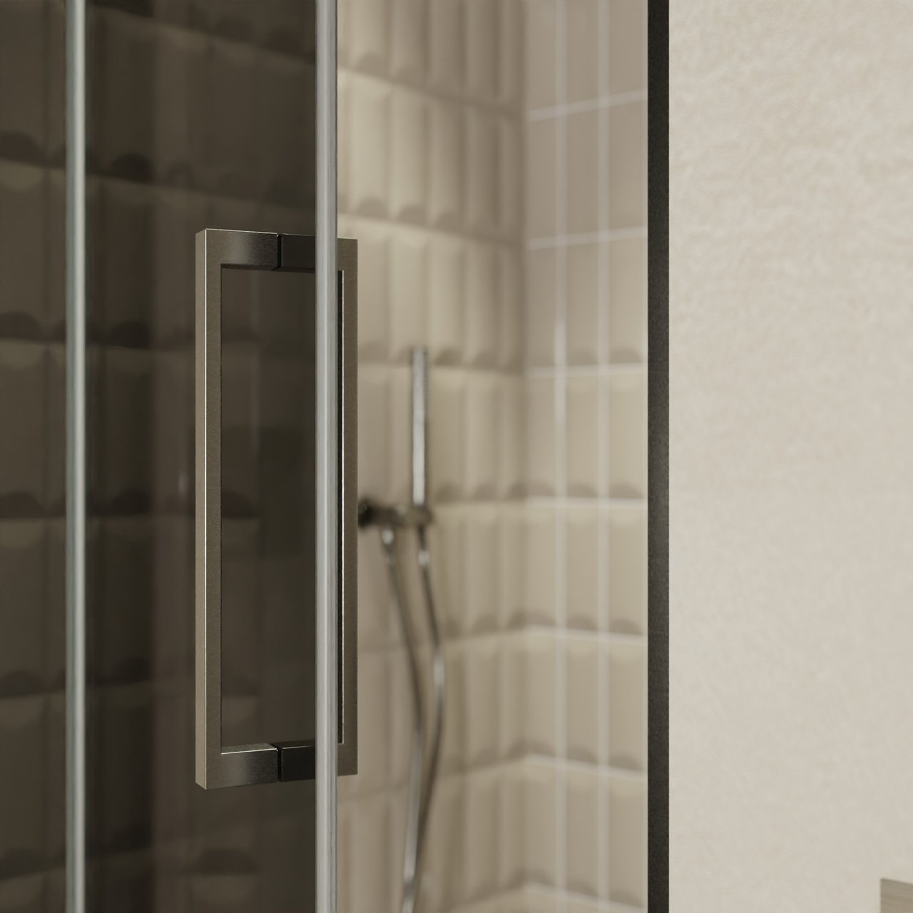 Balmani Senses Design douche draaideur links 100 cm x 210 cm Rookglas, Brushed GunMetal profielen