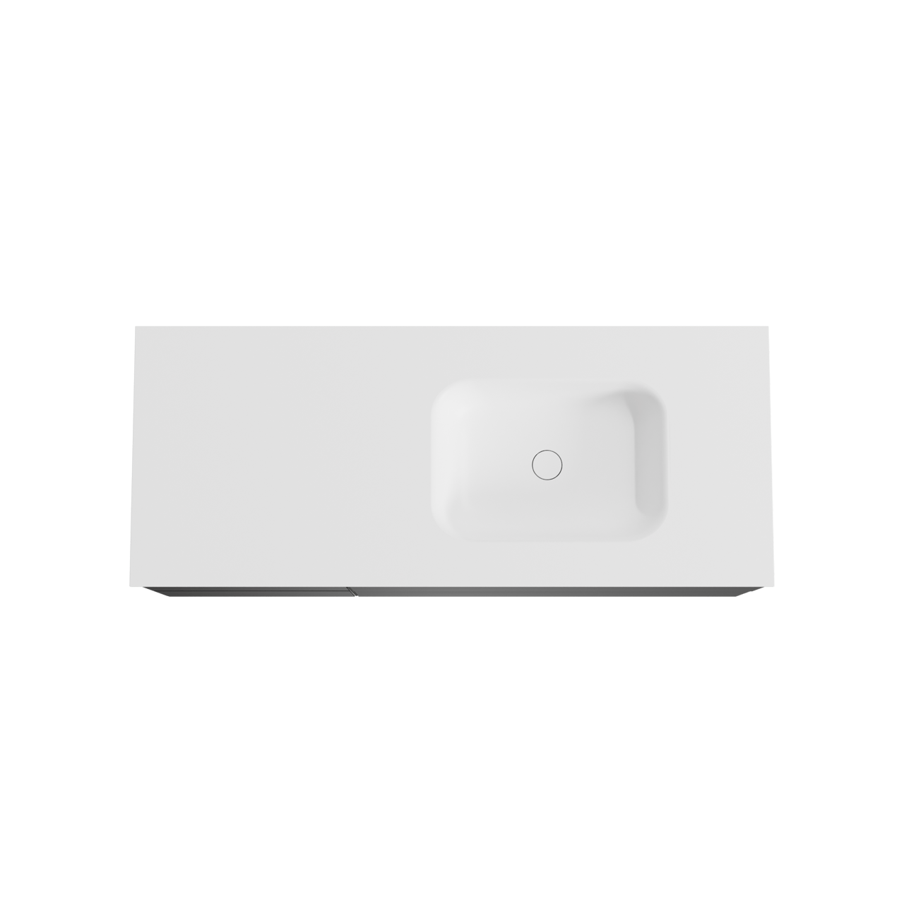 Balmani Mitra zwevend badmeubel 135 x 55 cm mat zwart met Tablo Arcato asymmetrisch rechtse wastafel in solid surface mat wit