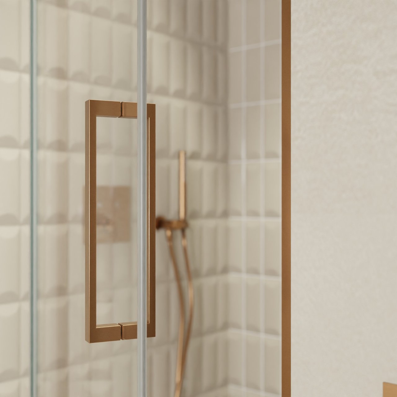 Balmani Senses Design douche draaideur links 100 cm x 210 cm Helder glas, Brushed Rosegold profielen, met coating