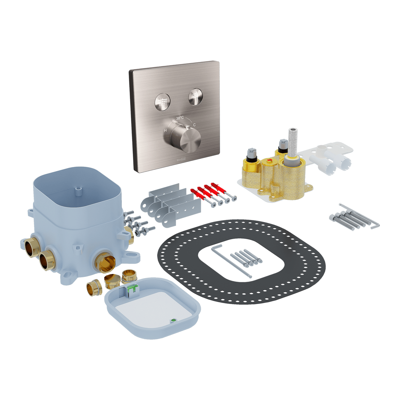 Blaufoss Smartbox Switch-Line thermostat encastrable 2 sorties Brushed Coolmetal incl élément intégré