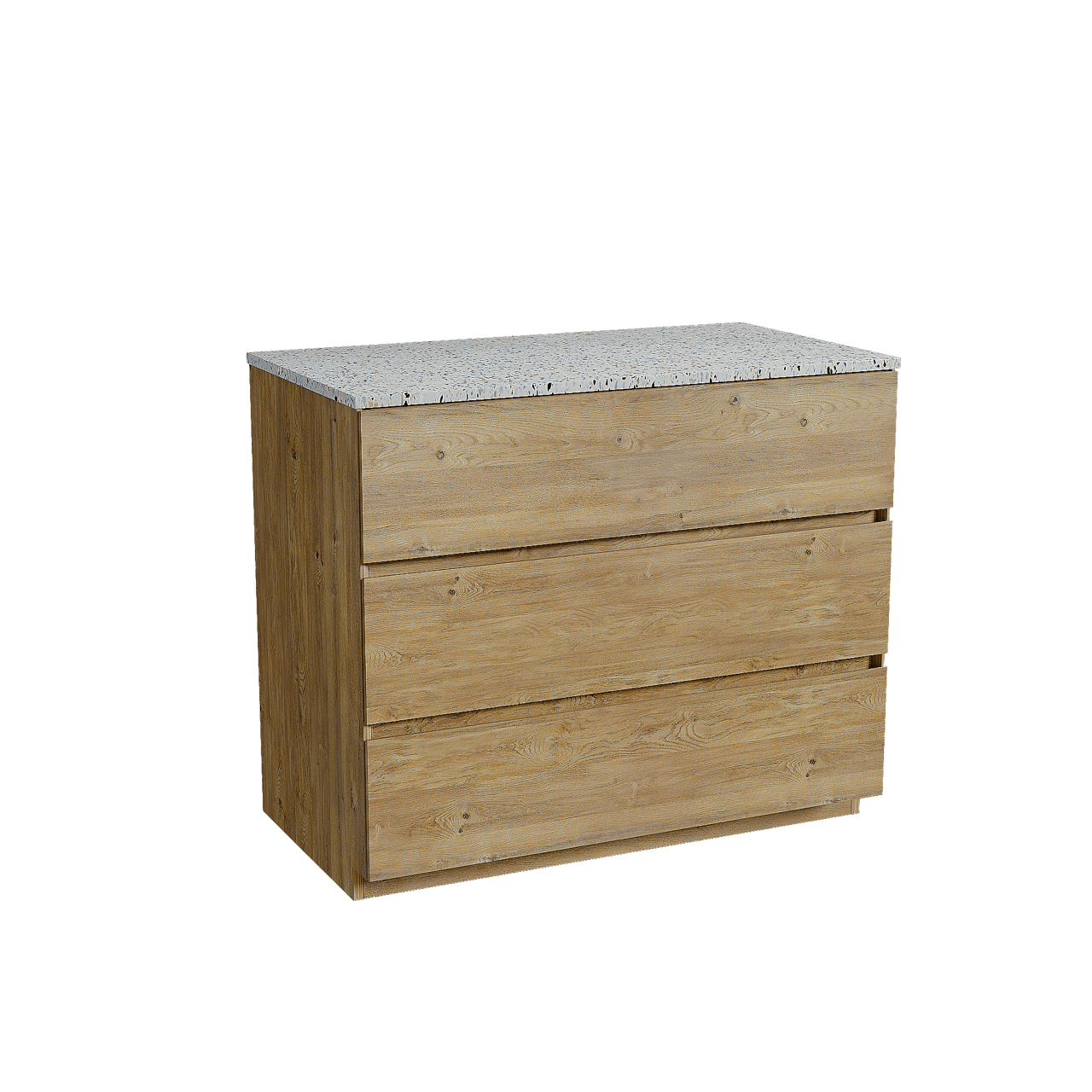 Storke Edge meuble salle de bains à poser 95 x 52 cm chêne brut avec Tavola tablette simple en blanc/noir mat terrazzo