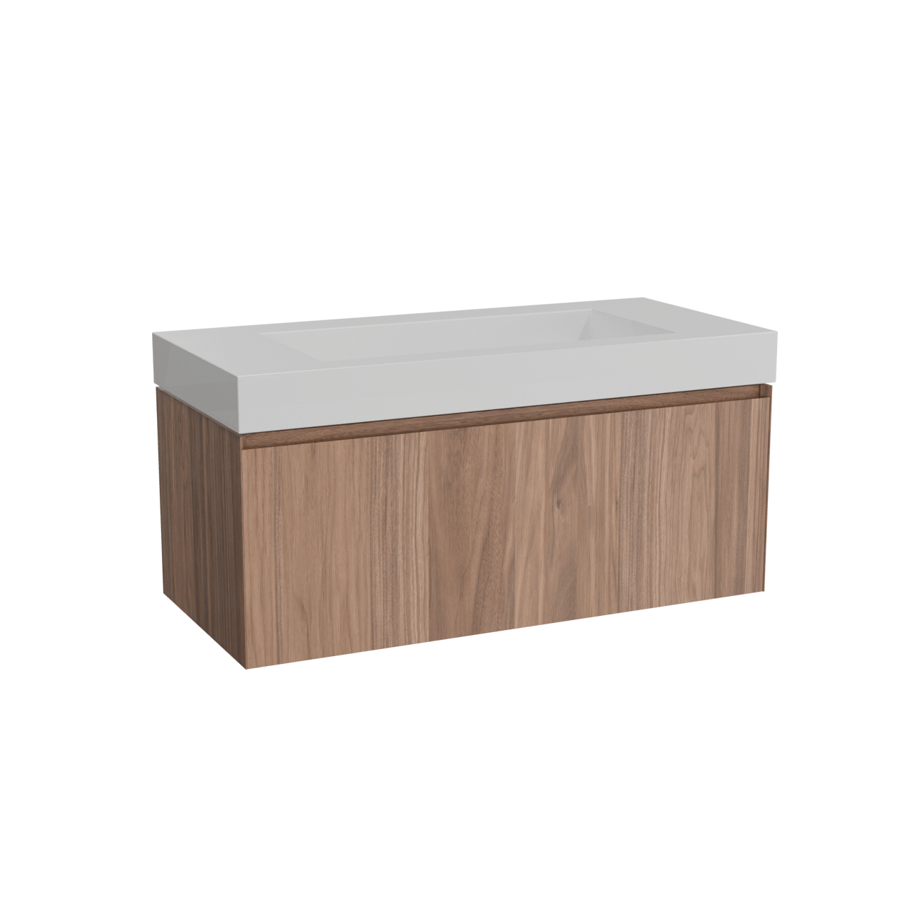 Balmani Idra meuble salle de bains suspendu 120 x 55 cm noyer avec Modus plan simple pour 2 trous de robinet en solid surface blanc mat