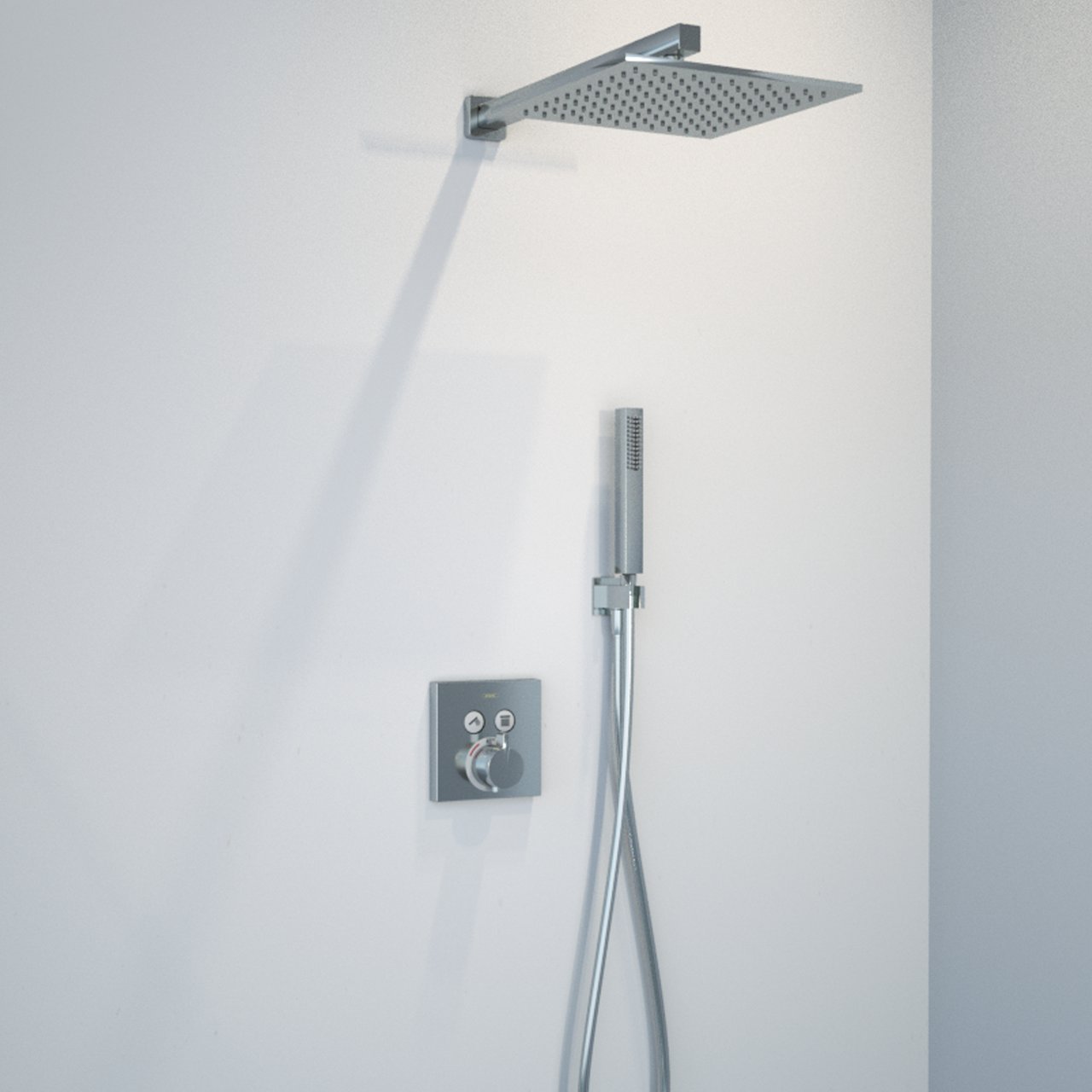 Hansgrohe Showerselect S Square Thermostat-Duscharmatur: Unterputz, für 2 Verbraucher, Chrom glänzend