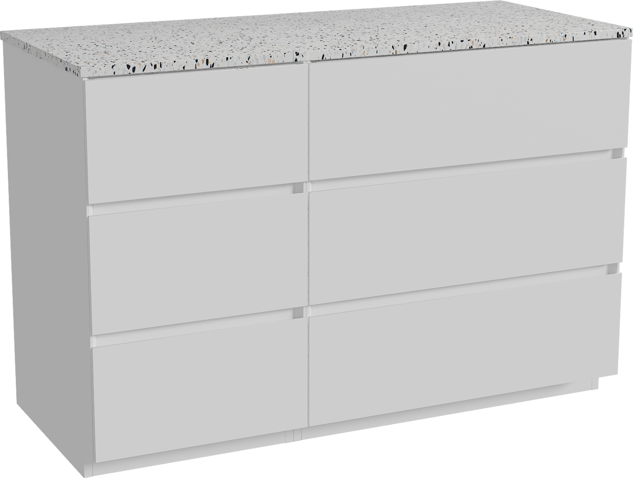 Storke Edge staand badmeubel 120 x 52 cm mat wit met Tavola enkel of dubbel wastafelblad in mat wit/zwart terrazzo