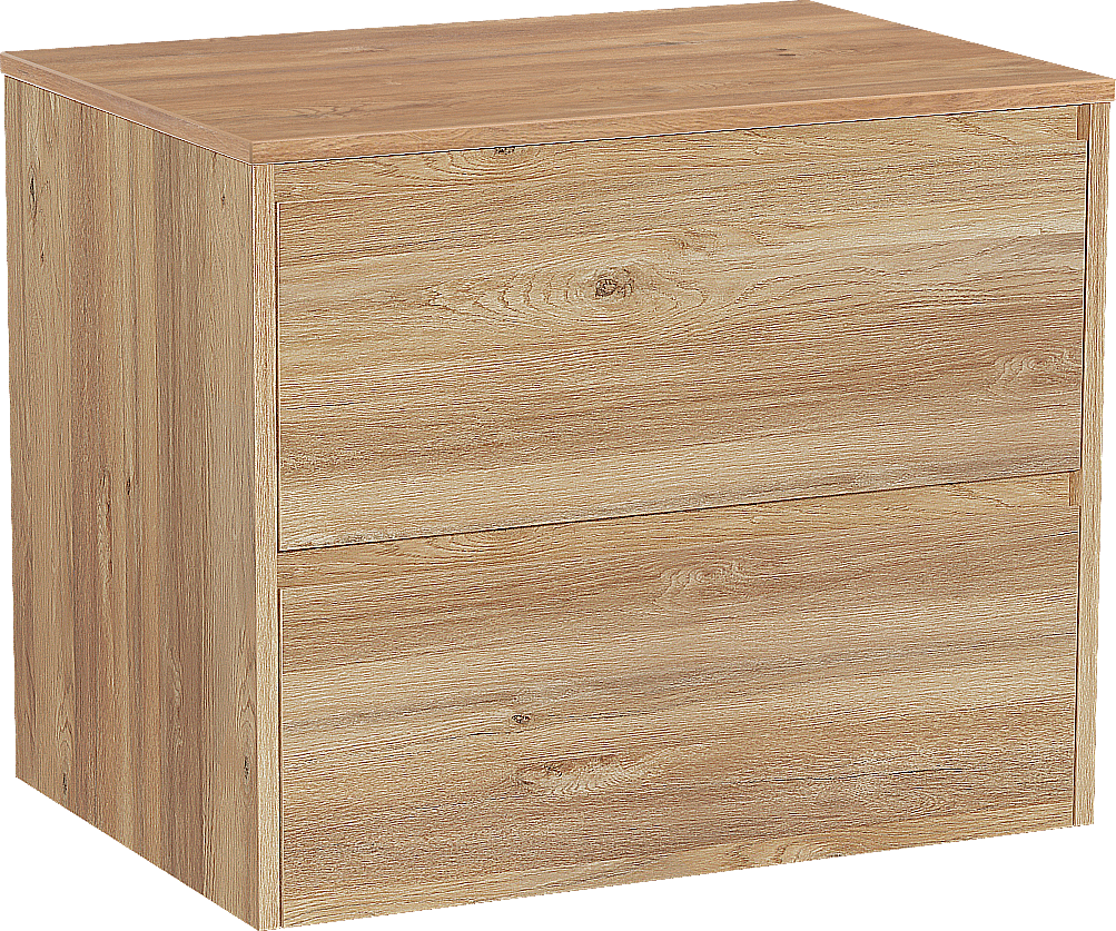 Storke Seda zwevend badmeubel 75 x 52 cm ruw eiken met Panton enkel wastafelblad in melamine ruw eiken