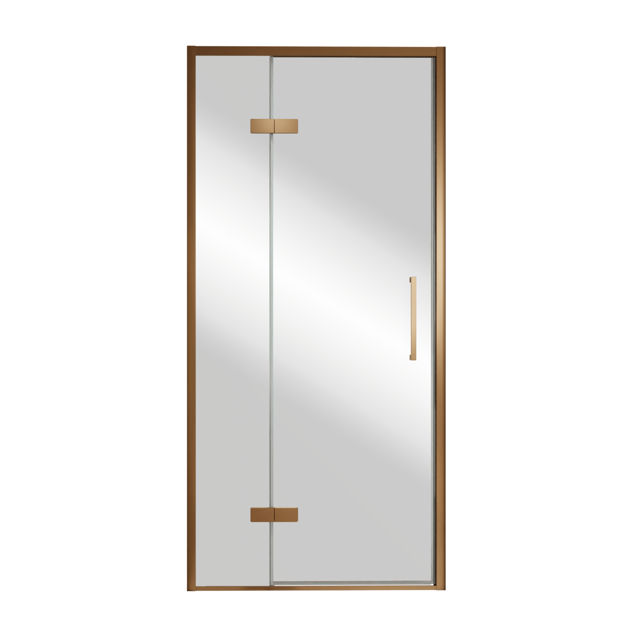 Balmani Senses Design porte pivotante à gauche 100 cm x 210 cm verre Miroir Reflex, Profil Brushed Rosegold, coating inclus