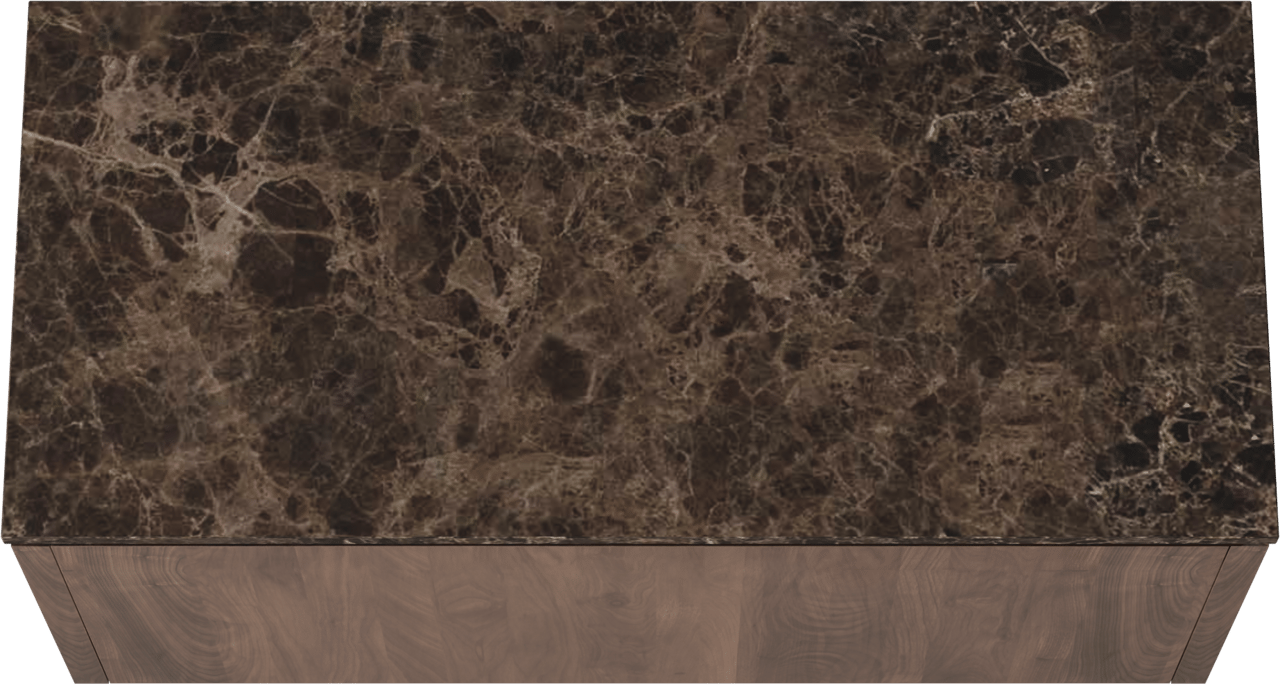 Balmani Eclips zwevend badkamermeubel 120 x 55 cm Amerikaanse notelaar met Stretto enkel of dubbel tablet in Dark Emperador marmer