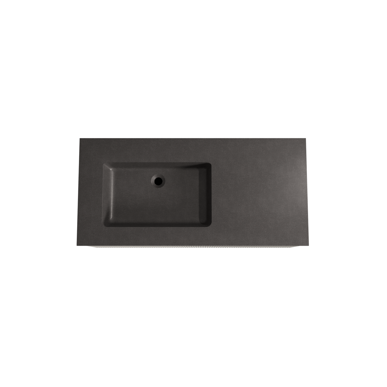 Storke Ribs zwevend badkamermeubel 110 x 52 cm zijdegrijs met Scuro asymmetrisch linkse wastafel in kwarts mat zwart, Verticale symmetrische rechte ribbel