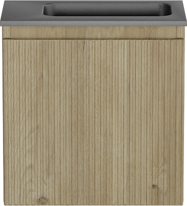 Storke Ribs hängendes WC-Möbel-Set, 40 x 22 cm, Eiche Rau mit Fina Waschtisch in Matter Quarz
