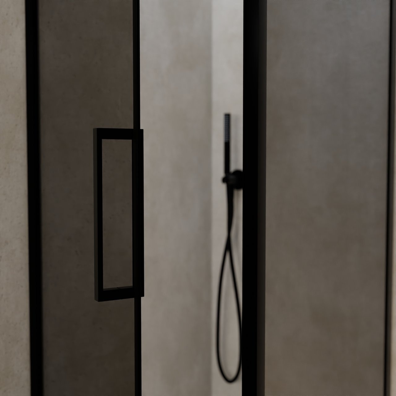 Balmani Senses Design douchehoek met linkse draaideur en vaste zijwand, 90 x 90 cm, Rookglas, Zwarte profielen, met coating