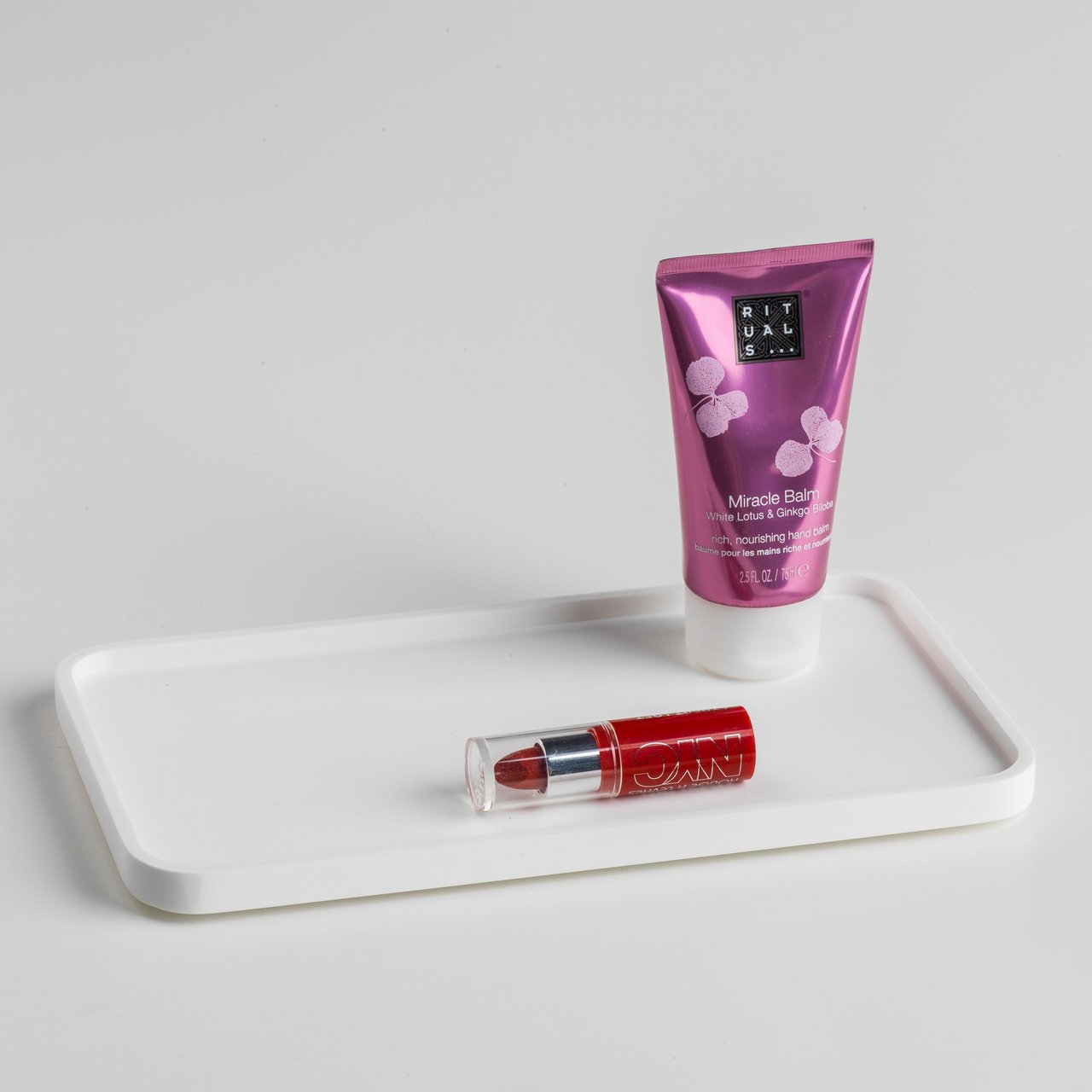 Balmani Testa plateau à cosmétiques blanc Solid Surface 25 x 14 cm