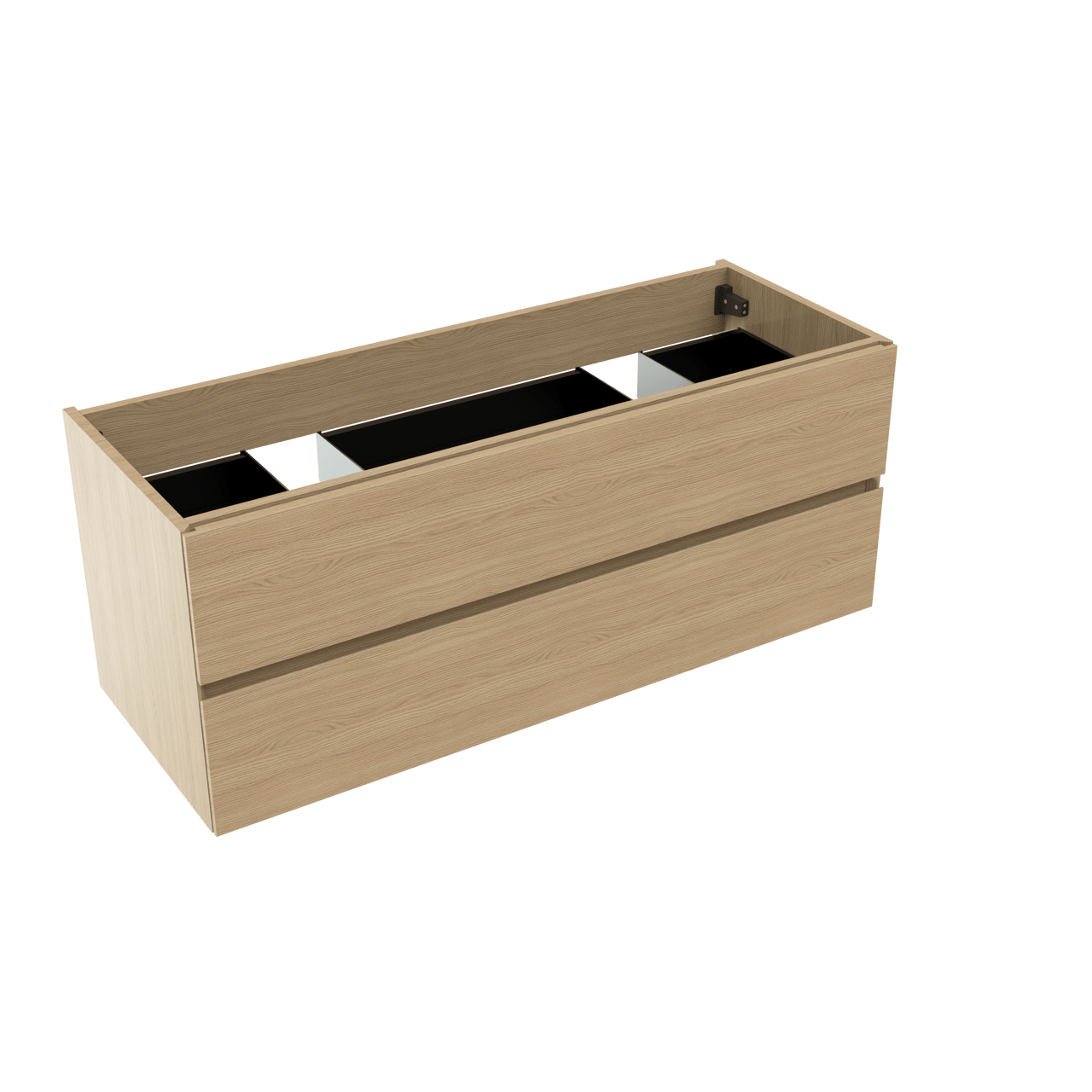 Storke Edge zwevende wastafelonderkast 120 x 46 cm natuur eik 2 lades 2 sifonuitsparingen