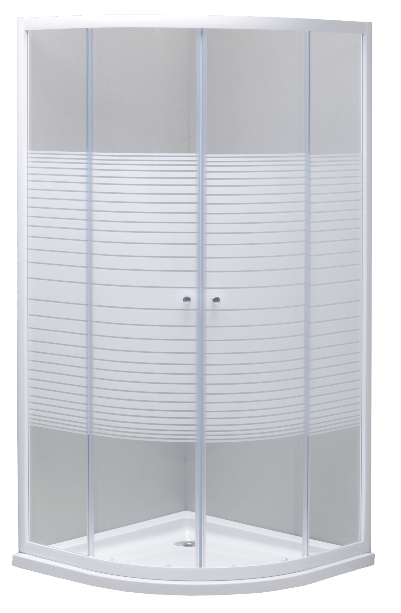 Linie Tarifa paroi d'angle quart de rond 90 x 90 cm verre Rayé profil blanc brillant