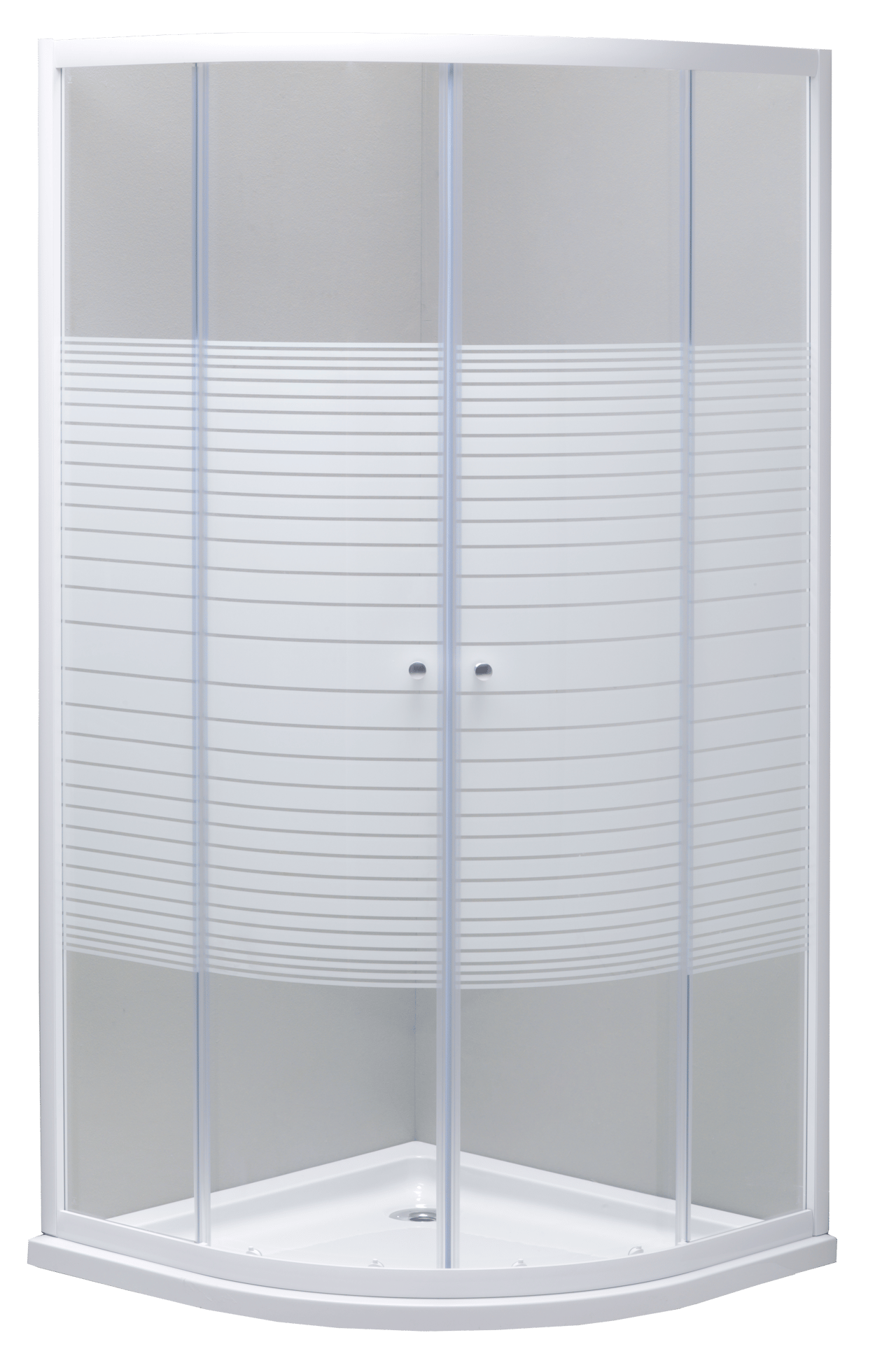 Linie Tarifa douchecabine kwartrond 90 x 90 cm gestreept glas glans wit profiel