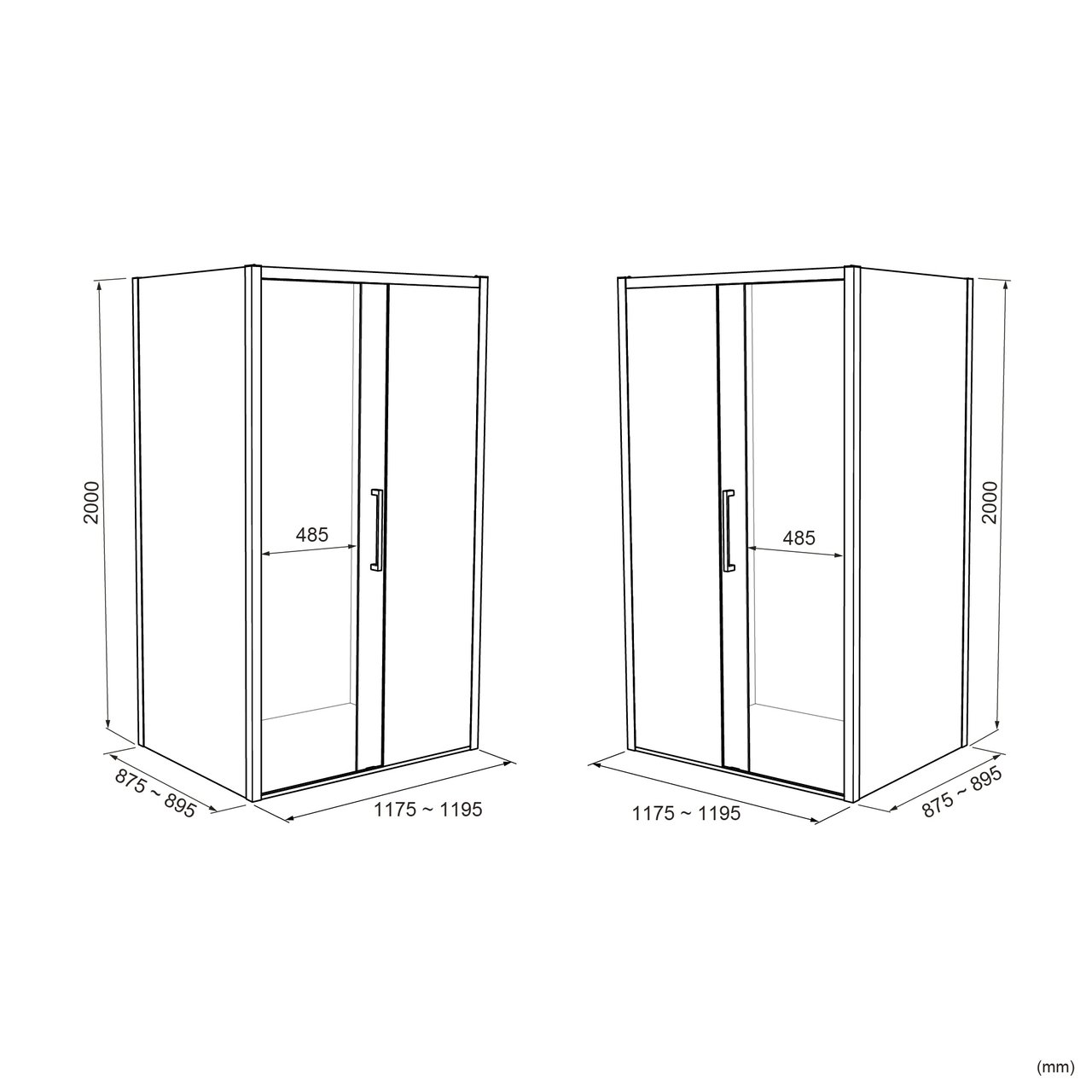 Luca Varess Senses douchehoek met schuifdeur en vaste zijwand 90 x 120 cm helder glas glanzend chroom profiel