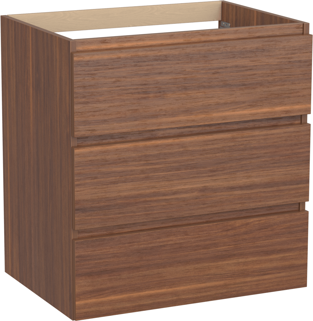 Balmani Lucida stehend Bad-Unterschrank 75 x 55 cm, Amerikanischer Nussbaum, 3 Schubladen