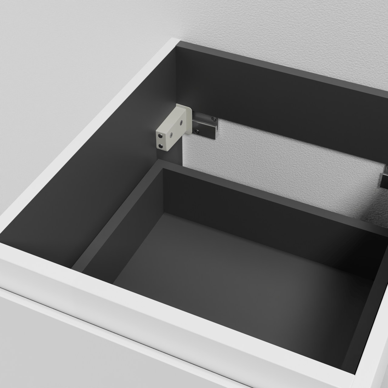 Linie Lado hängender Waschbeckenunterschrank: 40 x 46 cm, Weiß matt, 2 Schubladen