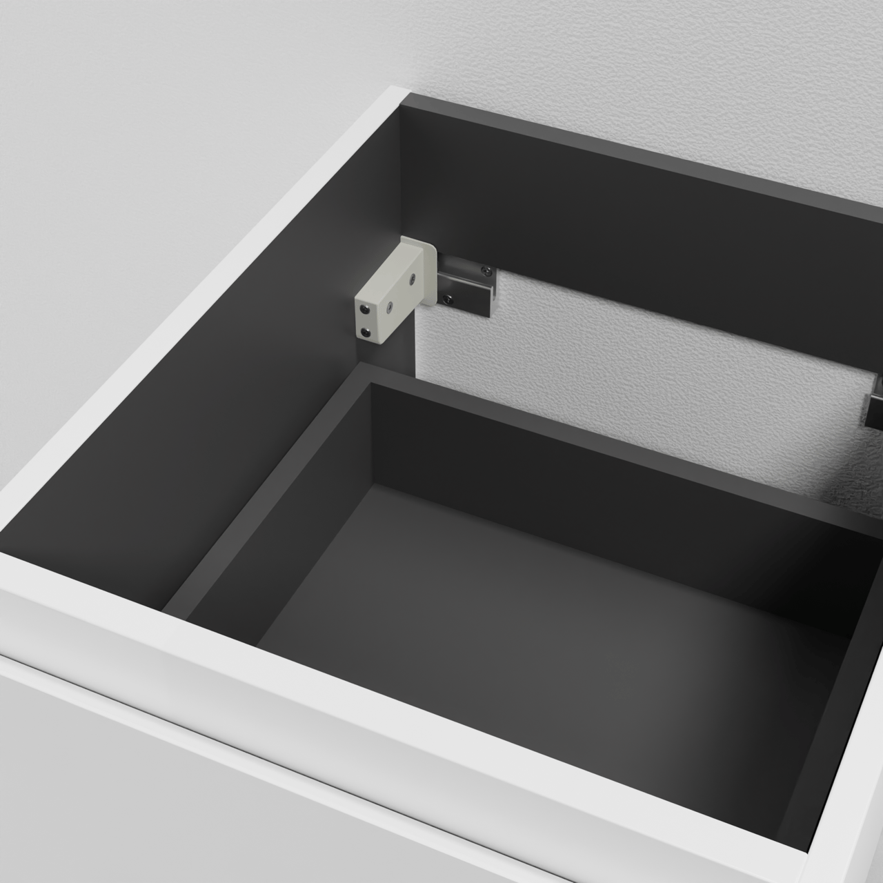 Linie Lado hängender Waschbeckenunterschrank: 40 x 46 cm, Weiß matt, 2 Schubladen