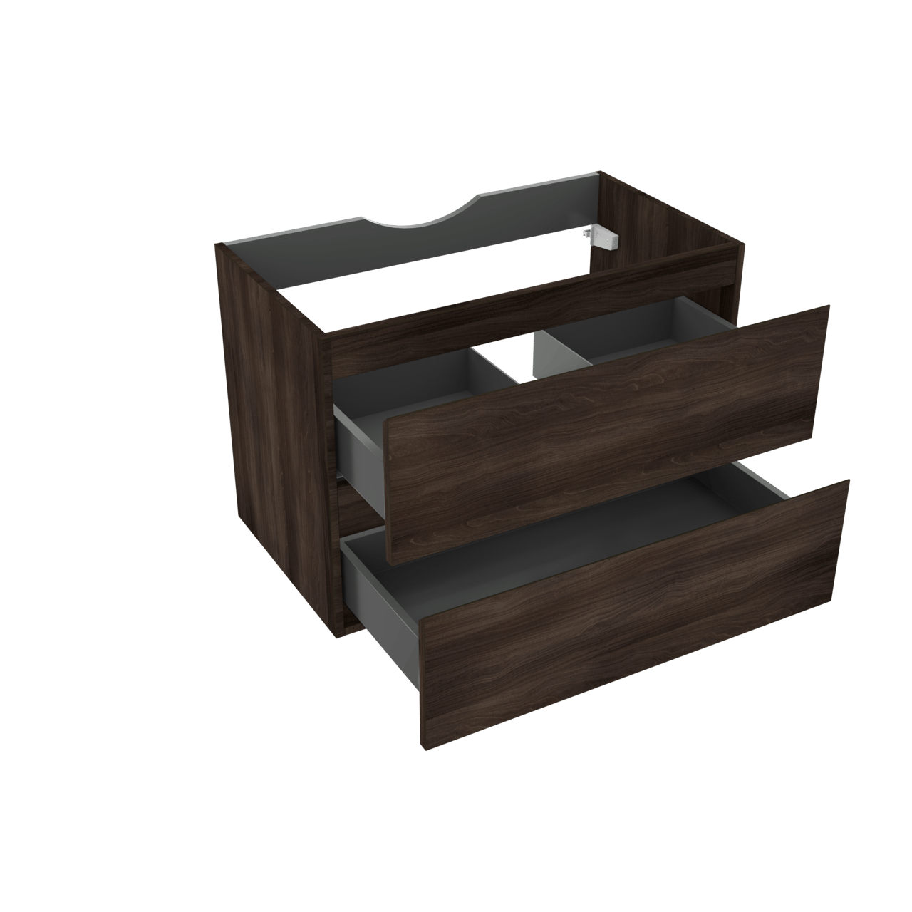 Linie Lado zwevende wastafelonderkast 80 x 46 cm donkere notenhout 2 lades