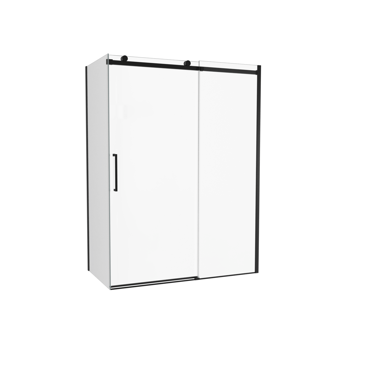 Luca Varess Boltano paroi de douche avec porte coulissante et paroi latérale fixe, 150 x 80 cm, verre transparent, profil noir