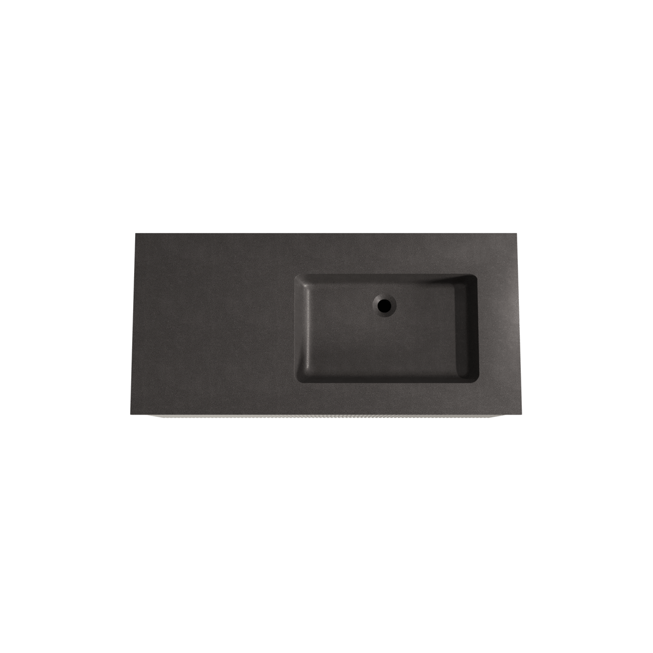 Storke Ribs hängendes Möbelstück Set: 110 x 52 cm, Seidengrau, mit Scuro Waschtisch rechts, Quarz, Schwarz matt, Vertikale symmetrische gerade Rippe