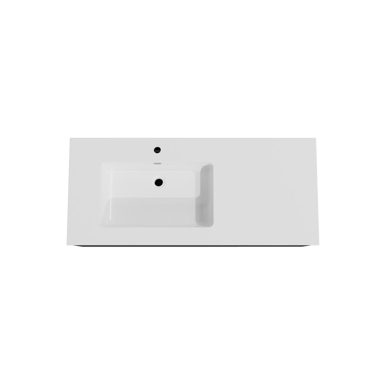 Storke Edge zwevend badmeubel 120 x 52 cm mat zwart met Diva asymmetrisch linkse wastafel in composietmarmer hoogglans wit