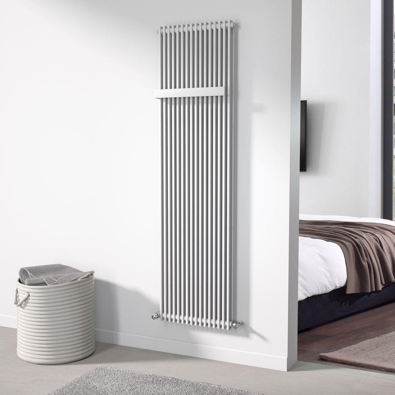 Vipera Corrason enkele badkamerradiator 50 x 180 cm centrale verwarming mat wit zijaansluiting 1.617W