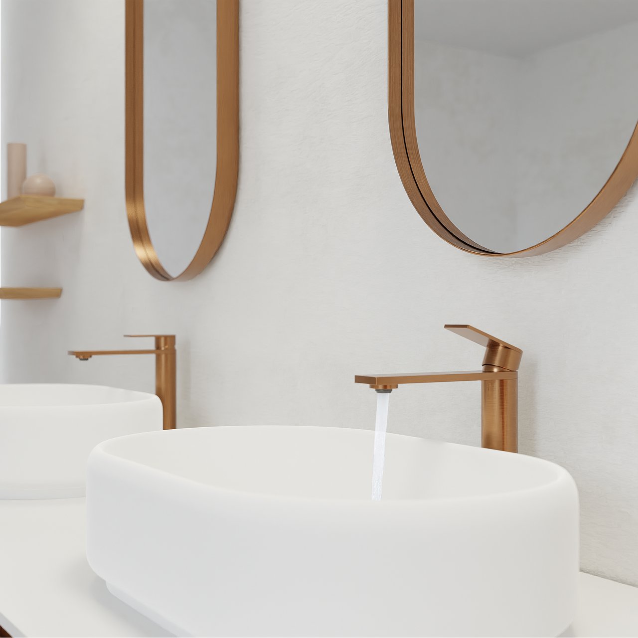 Blaufoss Fenix verhoogde wastafelkraan brushed rosegold