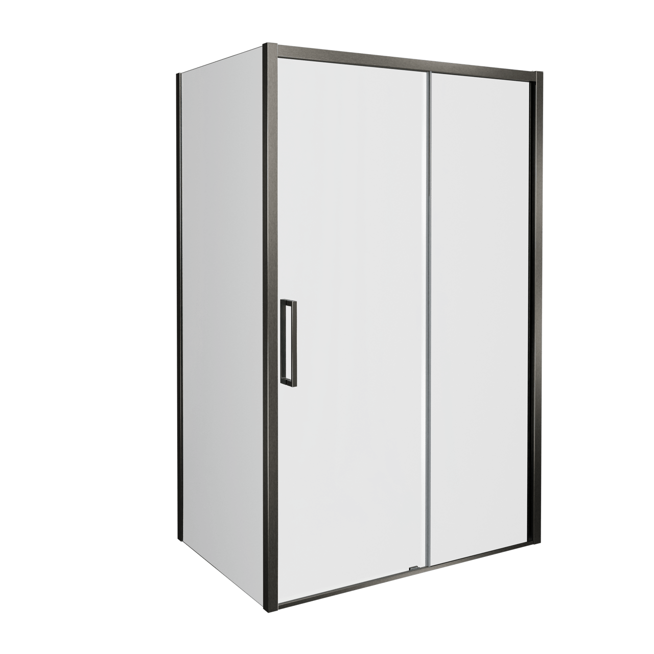 Balmani Senses Design douchehoek met rechtse schuifdeur en vaste zijwand, 160 x 90 cm, Helder glas, Brushed GunMetal profielen