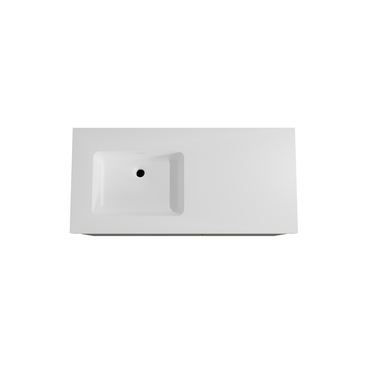 Storke Edge hängendes Möbelstück Set: 110 x 52 cm, Nussbaum, mit Mata High Waschtisch links, Solid Surface Weiß matt