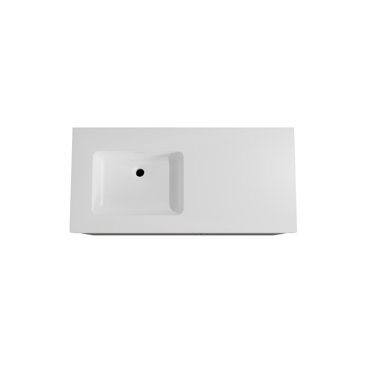 Storke Edge hängendes Möbelstück Set: 110 x 52 cm, Nussbaum, mit Mata High Waschtisch links, Solid Surface Weiß matt