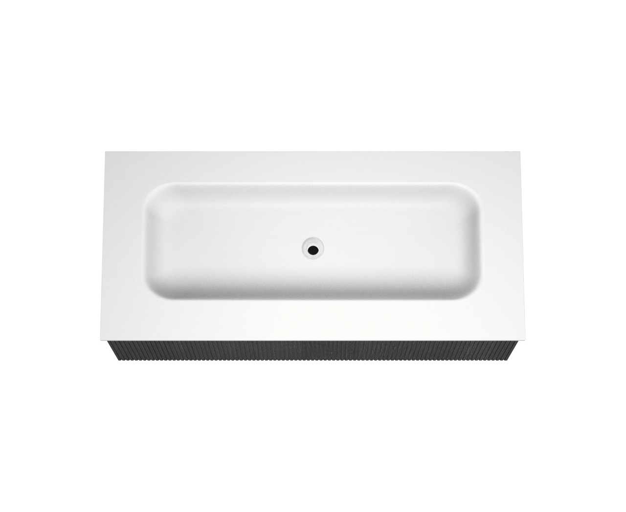 Balmani Forma meuble salle de bains suspendu 120 x 55 cm chêne noir avec Tablo Arcato lavabo simple pour 2 trous de robinet en solid surface blanc mat, Nervure droite symétrique verticale