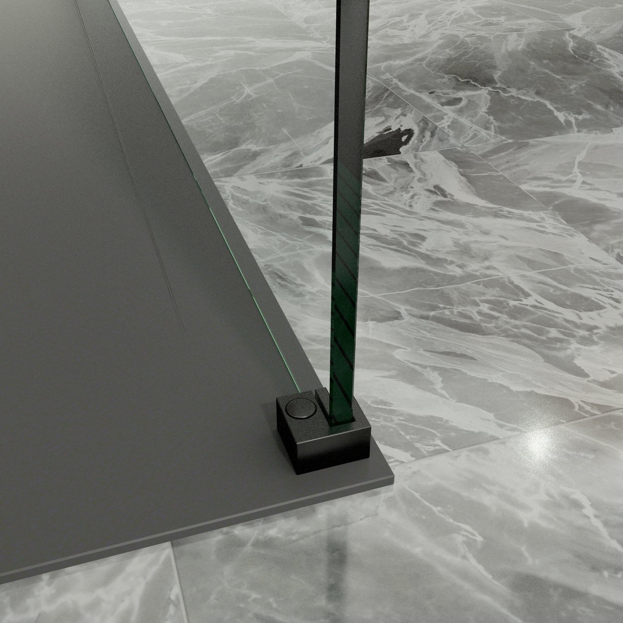 Balmani Modular douche à l'italienne 180 x 200 cm verre transparent avec bande matte profil noir mat