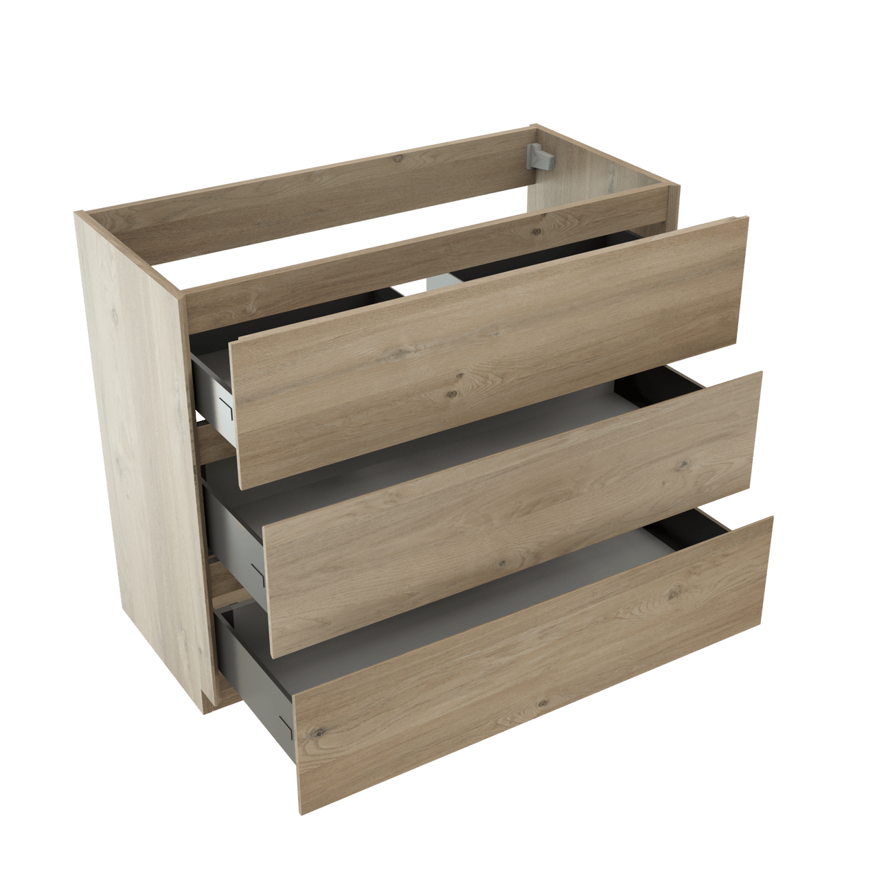 Storke Edge stehender Waschbeckenunterschrank: 100 x 46 cm, Eiche rustikal, 3 Schubladen