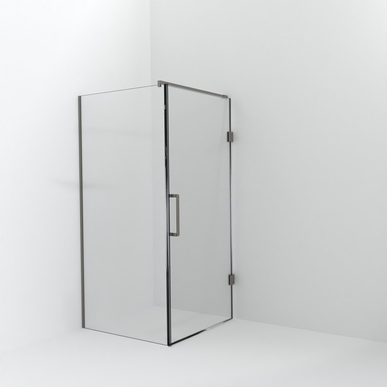 Balmani Modular douche à l'italienne avec porte: 100 x 200 cm avec porte 100 cm, Verre transparent avec coating, Profil Brushed Inox