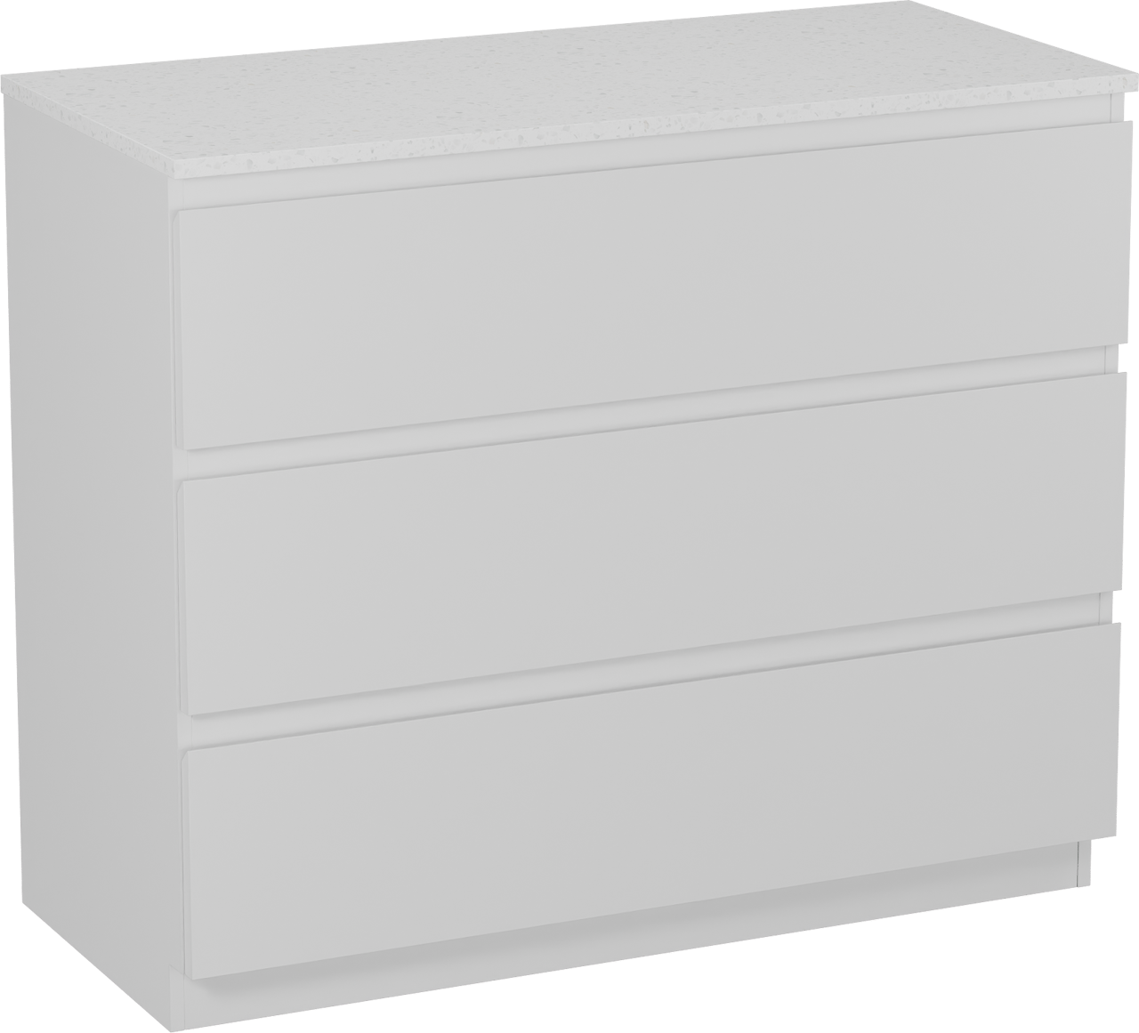 Linie Lado meuble salle de bains à poser 100 x 46 cm blanc mat avec Lado tablette simple ou double en mélaminé terrazzo blanc