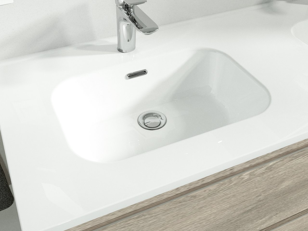 Linie Baro plan simple porcelaine blanc brllant 100 x 46 cm