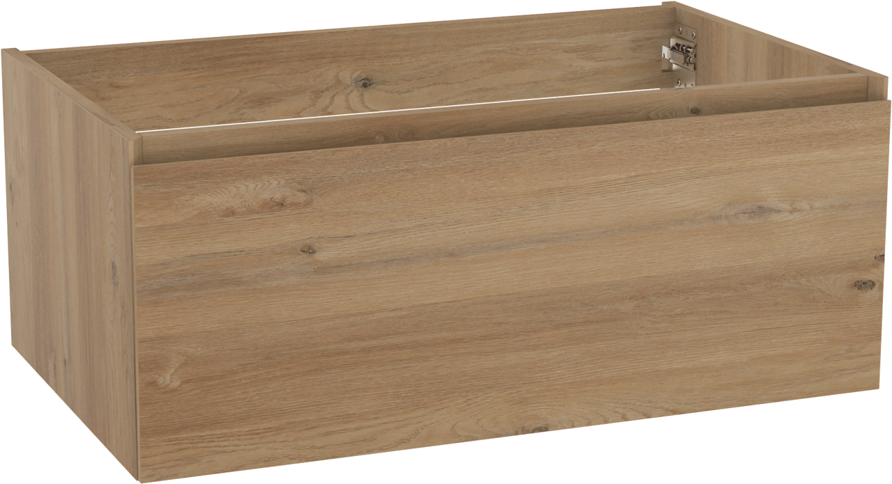 Storke Edge hängender Waschbeckenunterschrank: 85 x 52 cm, Eiche rustikal, 1 Schublade