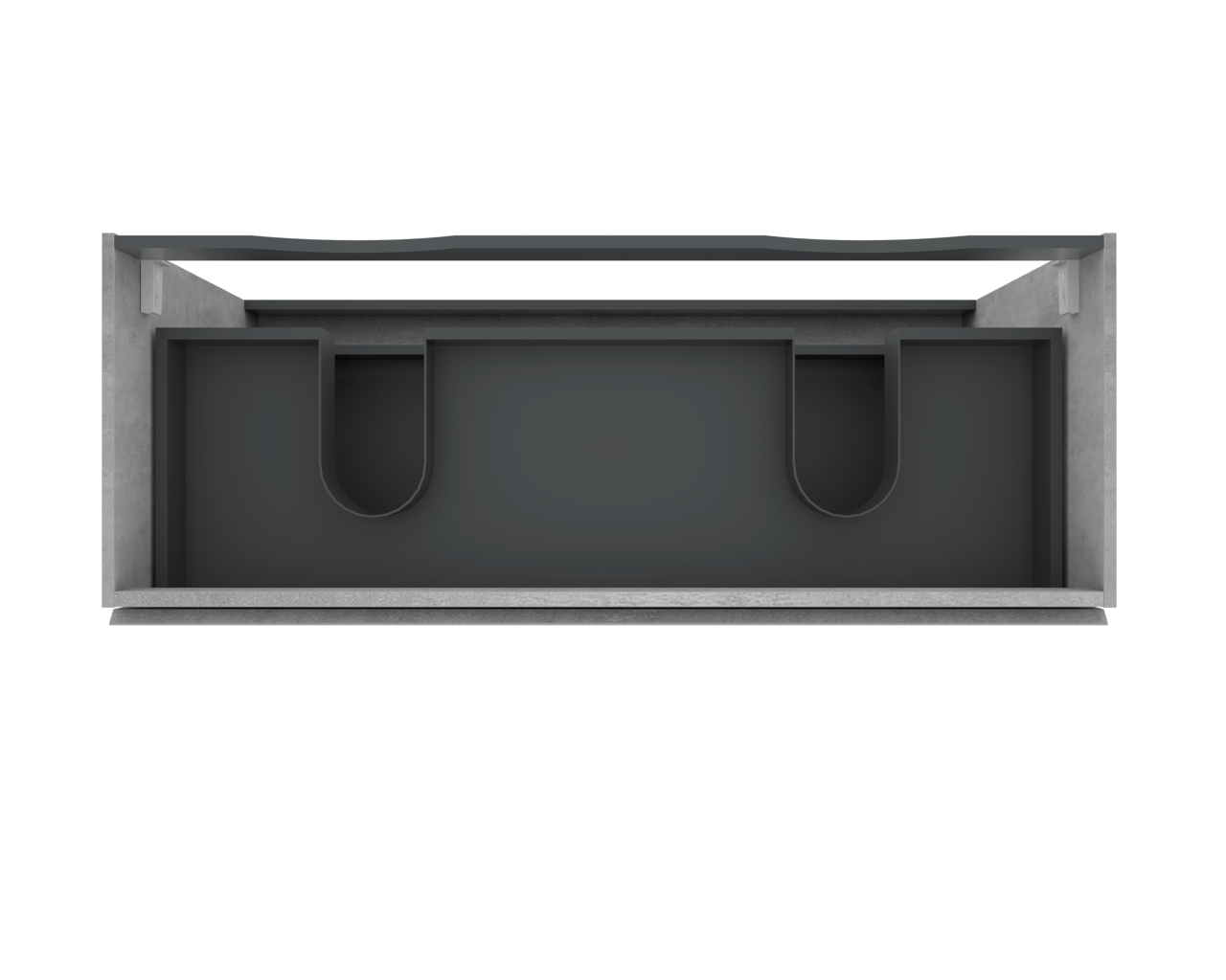 Linie Lado meuble sous-lavabo a poser 120 x 46 cm béton gris foncé 3 tiroirs 2 découpés de siphon