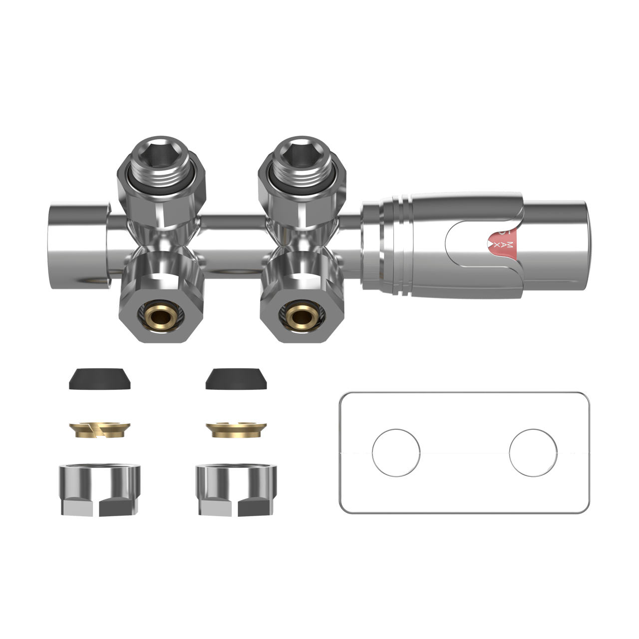 Vipera Lungo set de robinets thermostatique connexion coudée à 90° chrome