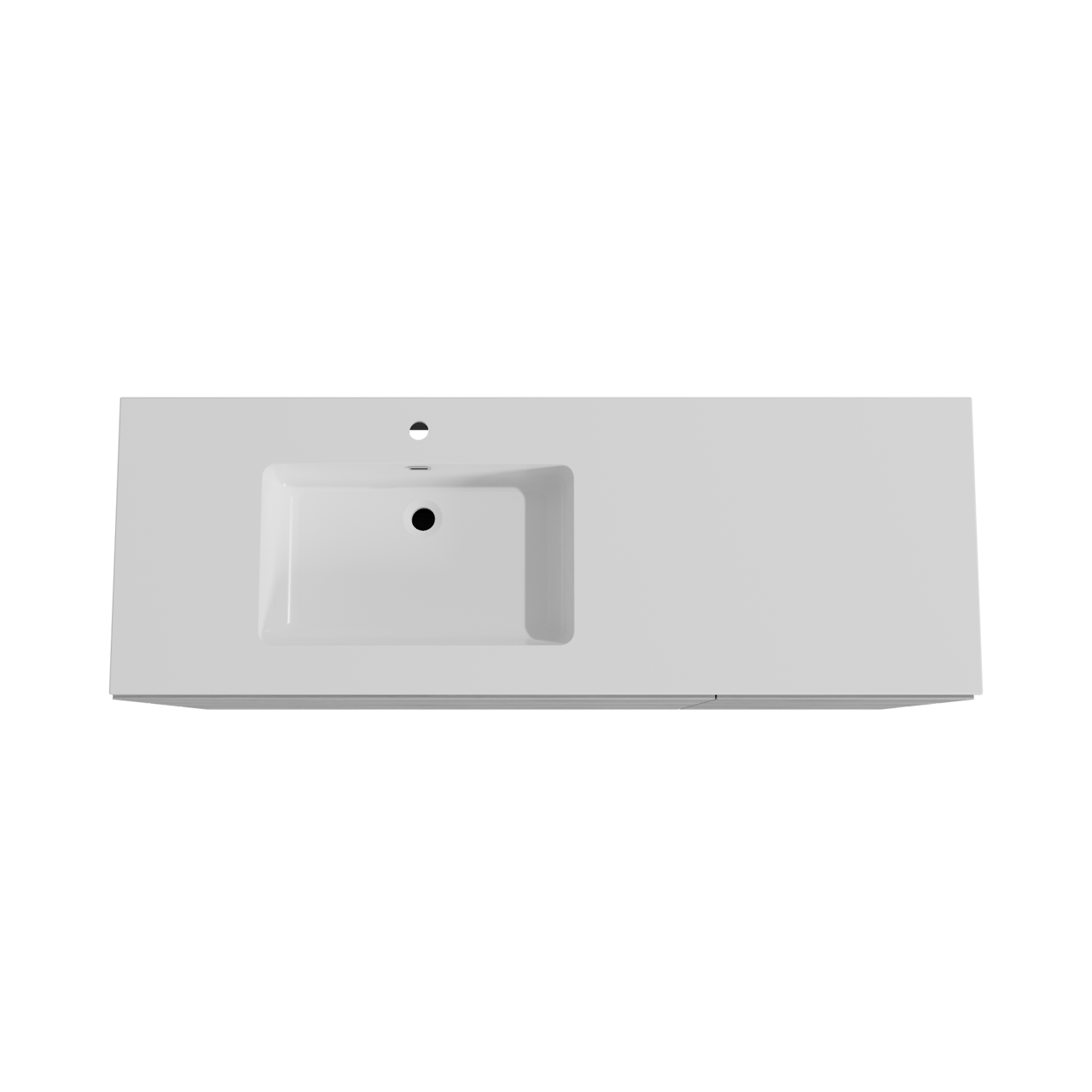 Storke Edge meuble salle de bains à poser 150 x 52 cm béton gris foncé avec Diva plan vasque asymétrique à gauche en marbre composite blanc brillant