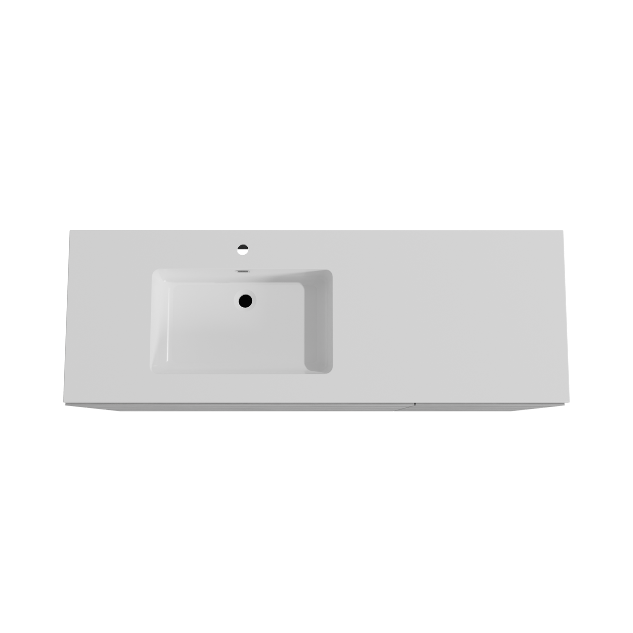 Storke Edge staand badkamermeubel 150 x 52 cm beton donkergrijs met Diva asymmetrisch linkse wastafel in composietmarmer glanzend wit