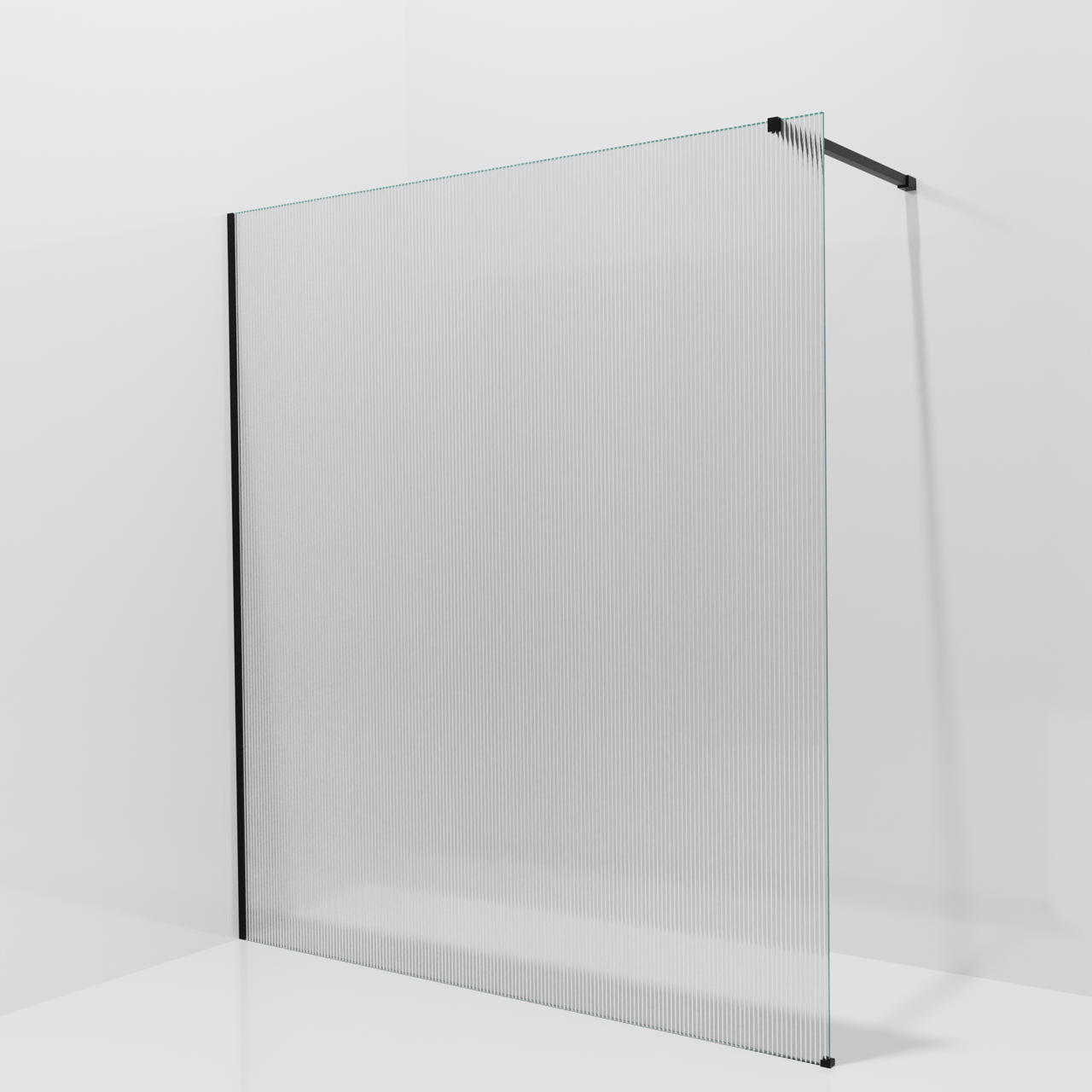 Balmani Modular Walk-In Dusche: 180 x 200 cm, Ribs, inklusive Coating, Profil Schwarz matt