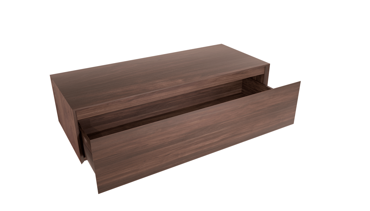 Balmani Mitra Elements hängender Waschbeckenunterschrank: 120 x 50 cm, amerikanischer Nussbaum, 1 Schublade