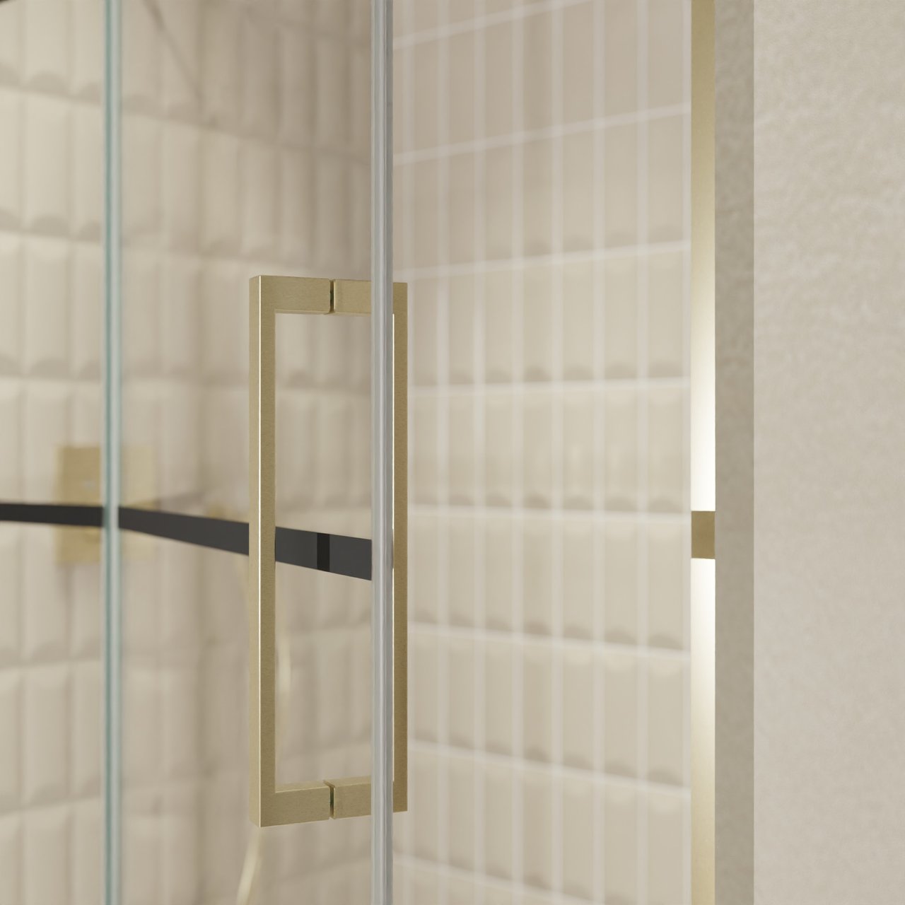 Balmani Senses Design douche draaideur links 140 cm x 210 cm Lined glas, Brushed Champagne Gold profielen