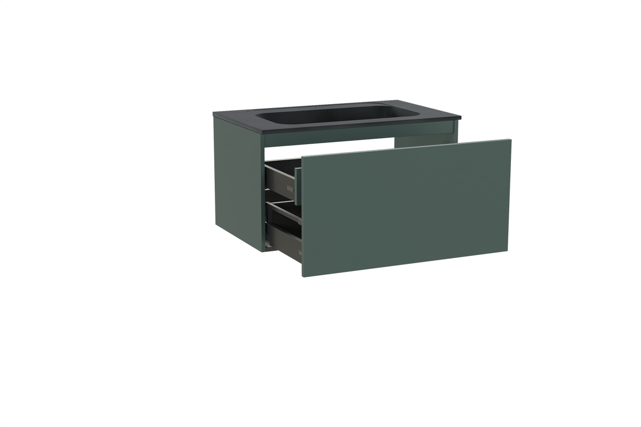 Balmani Sfera meuble salle de bains suspendu 90 x 55 cm forest avec Tablo Strada plan simple en marbre composite noir mat