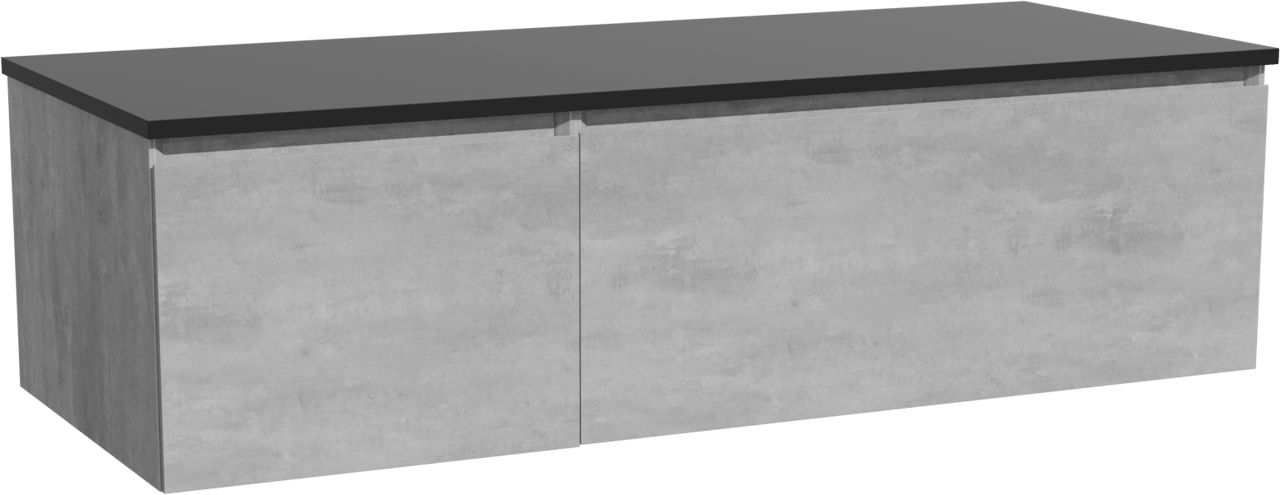 Storke Edge zwevend badkamermeubel 130 x 52 cm beton donkergrijs met Panton enkel of dubbel tablet in gepoedercoate mdf mat zwart