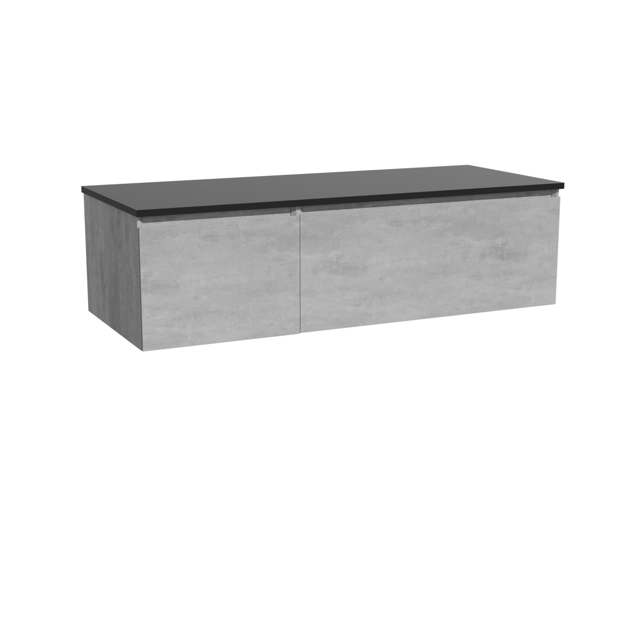 Storke Edge zwevend badkamermeubel 130 x 52 cm beton donkergrijs met Panton enkel of dubbel tablet in gepoedercoate mdf mat zwart