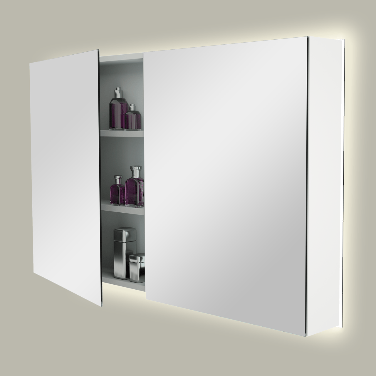 Storke Reflecta Spiegelschrank, 120 x 75 cm, weiß matt, mit Spiegelbeleuchtung